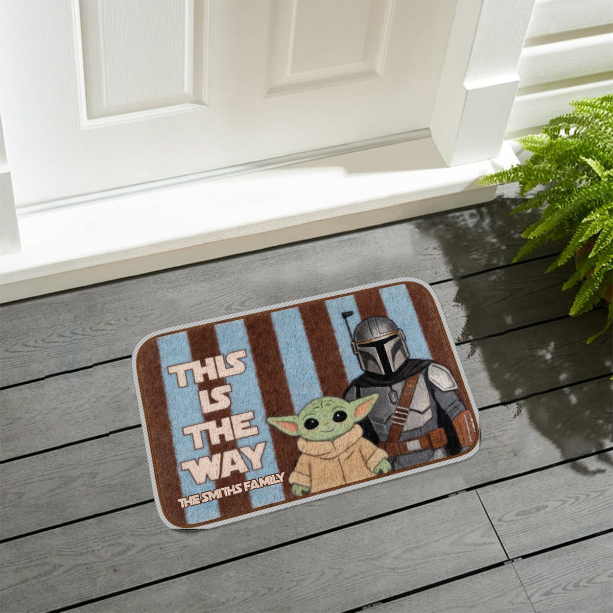 This Is The Way Retro Stripes - Personalized The Force Non-Slip Tufted Rug