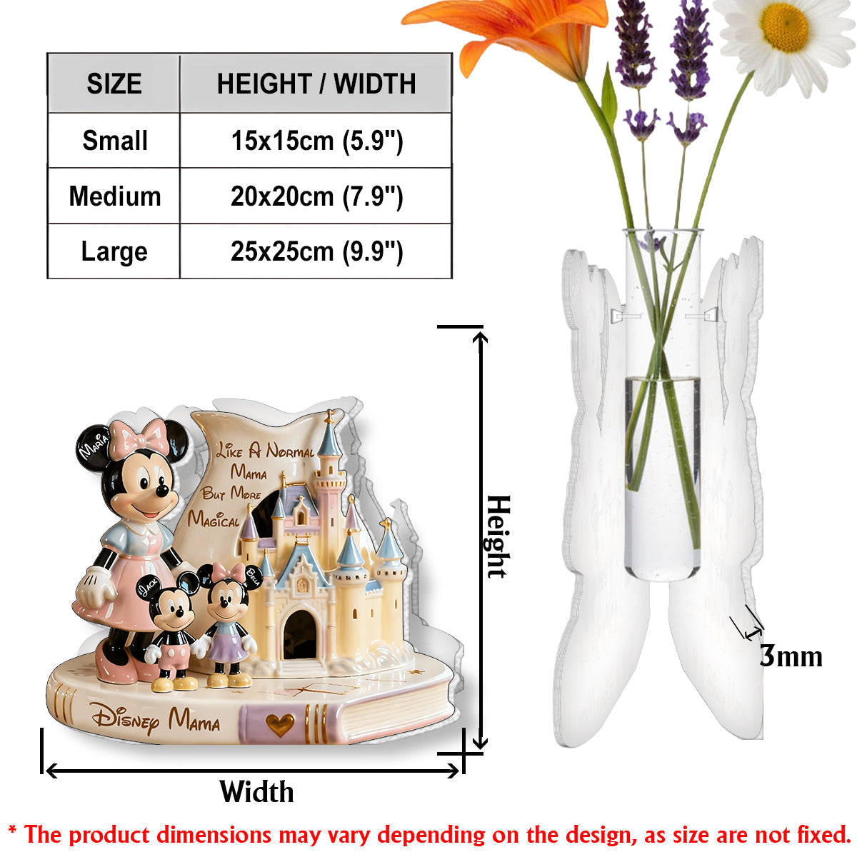 Magical Mom - Personalized Mouse Custom Shape Acrylic Flower Vase