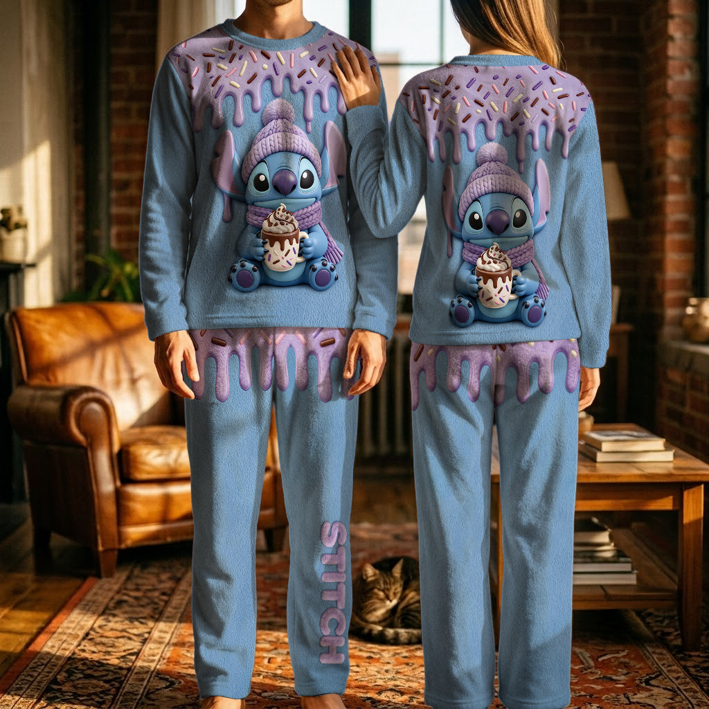 Cute Blue Monster - Personalized Ohana Fleece Lounge Set