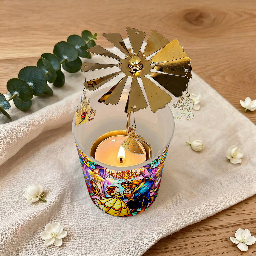 Tale As Old As Time - Personalized Beauty And The Beast Spinning Candle Holder