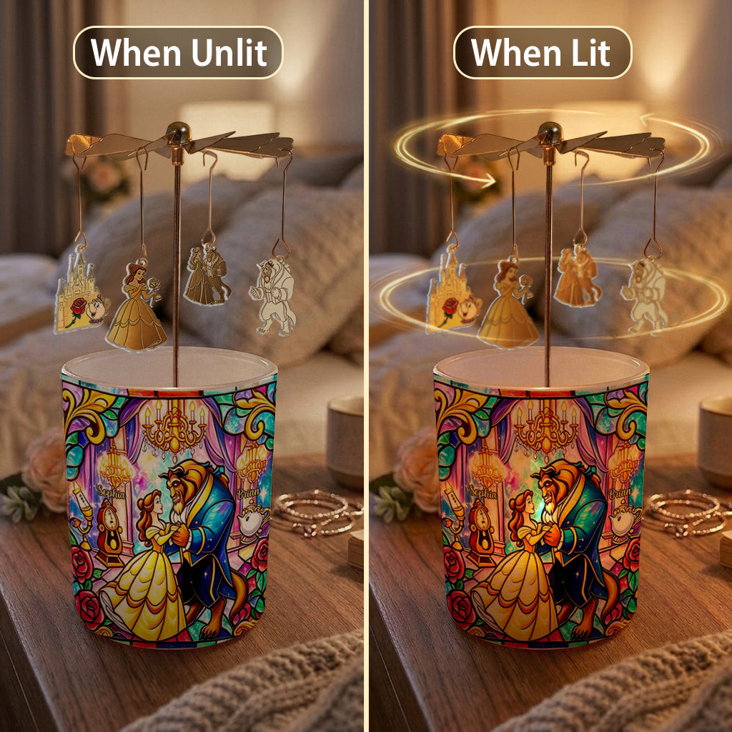 Tale As Old As Time - Personalized Beauty And The Beast Spinning Candle Holder