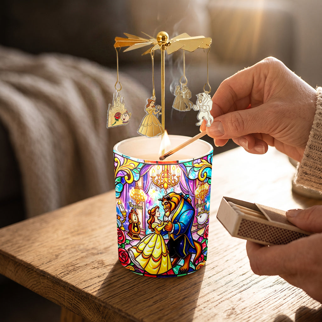 Tale As Old As Time - Personalized Beauty And The Beast Spinning Candle Holder