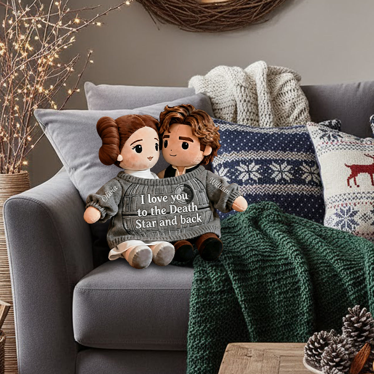 Galaxy Love - Personalized The Force Faux Fur Shaped Pillow