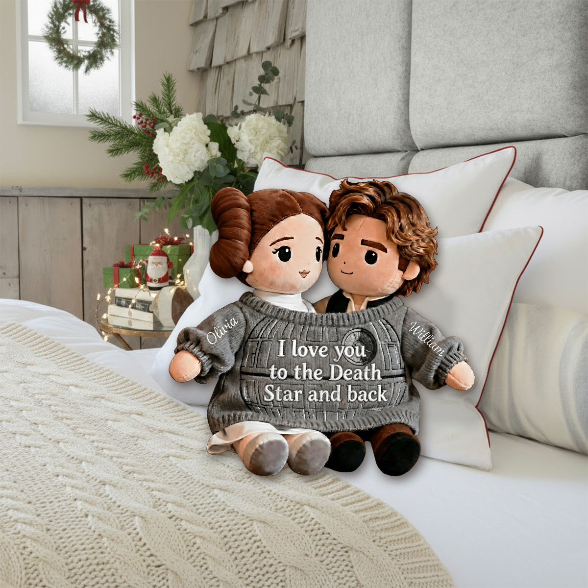 Galaxy Love - Personalized The Force Faux Fur Shaped Pillow