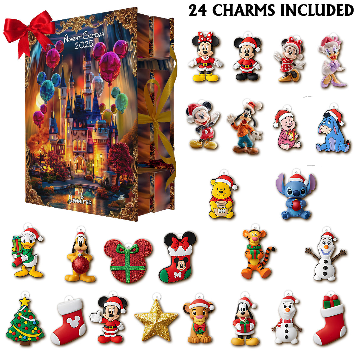 Magical Castle - Personalized Mouse Folded Advent Calendar With Ornaments