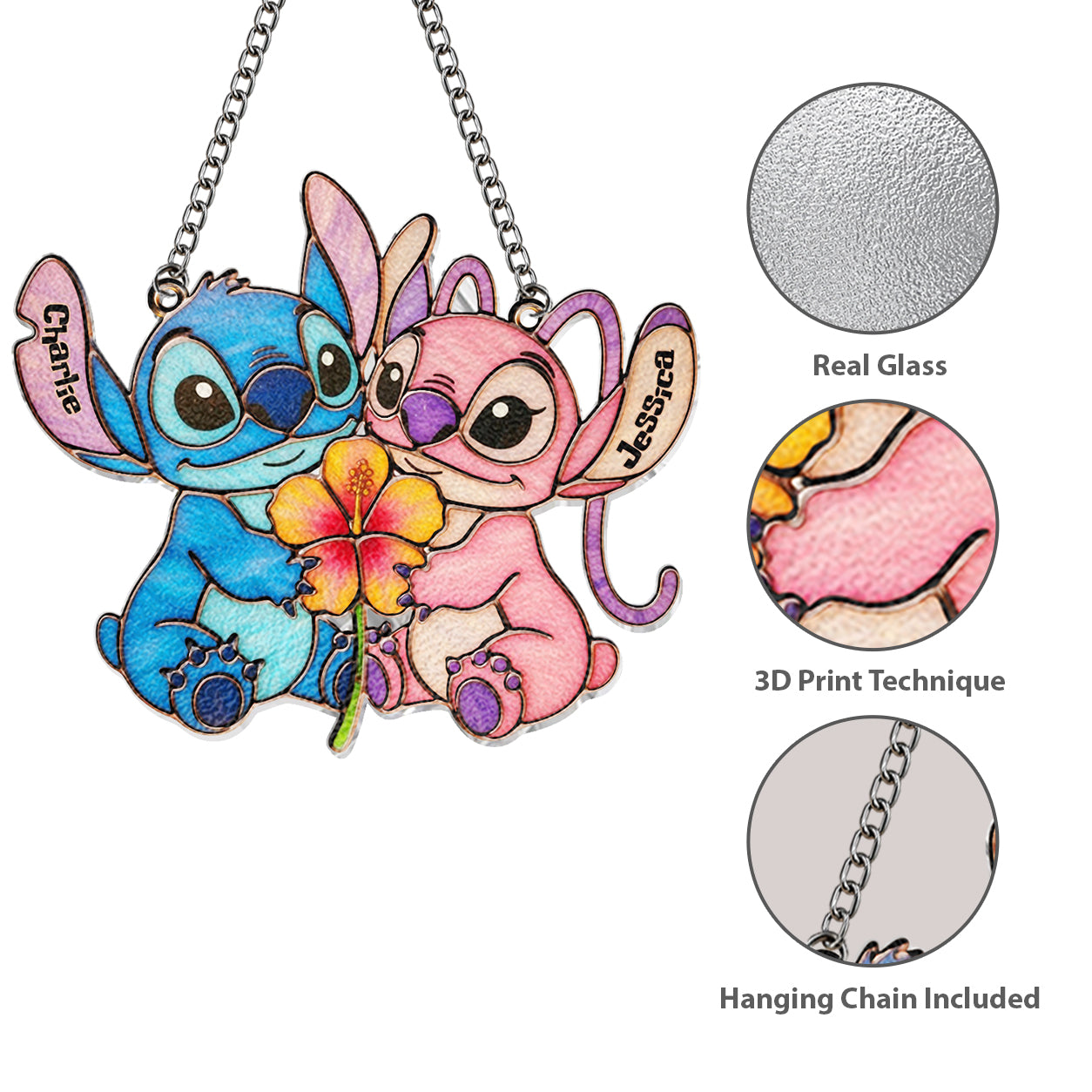Ohana Means Family - Personalized Ohana 3D Printed Glass Suncatcher