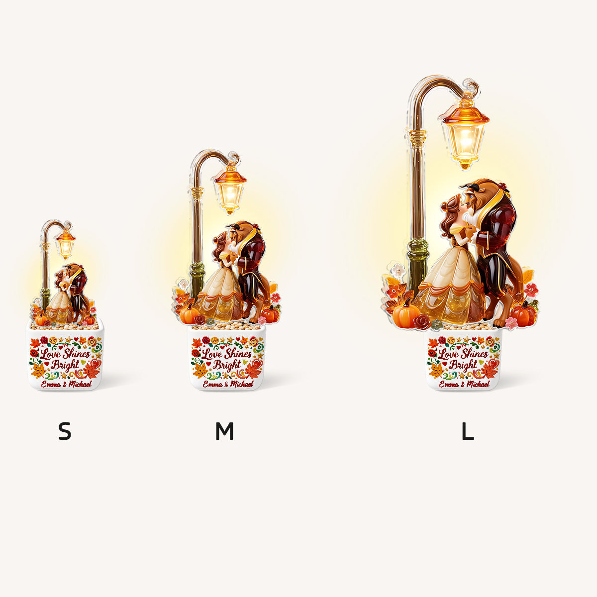 Wonderful Time Of The Year Couple Gift - Personalized Beauty And The Beast LED Light Ceramic Pot