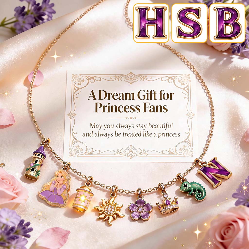 Beautiful Princess With Long Hair - Personalized Beautiful Princess Metal Necklaces With Pendants