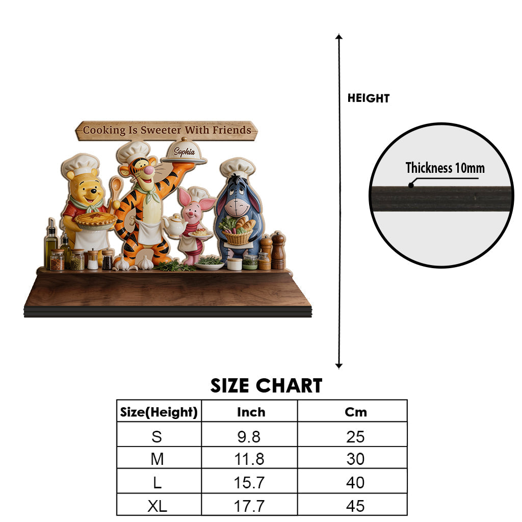 Home Is Where Honey Is - Personalized Yellow Bear Wooden Floating Shelf