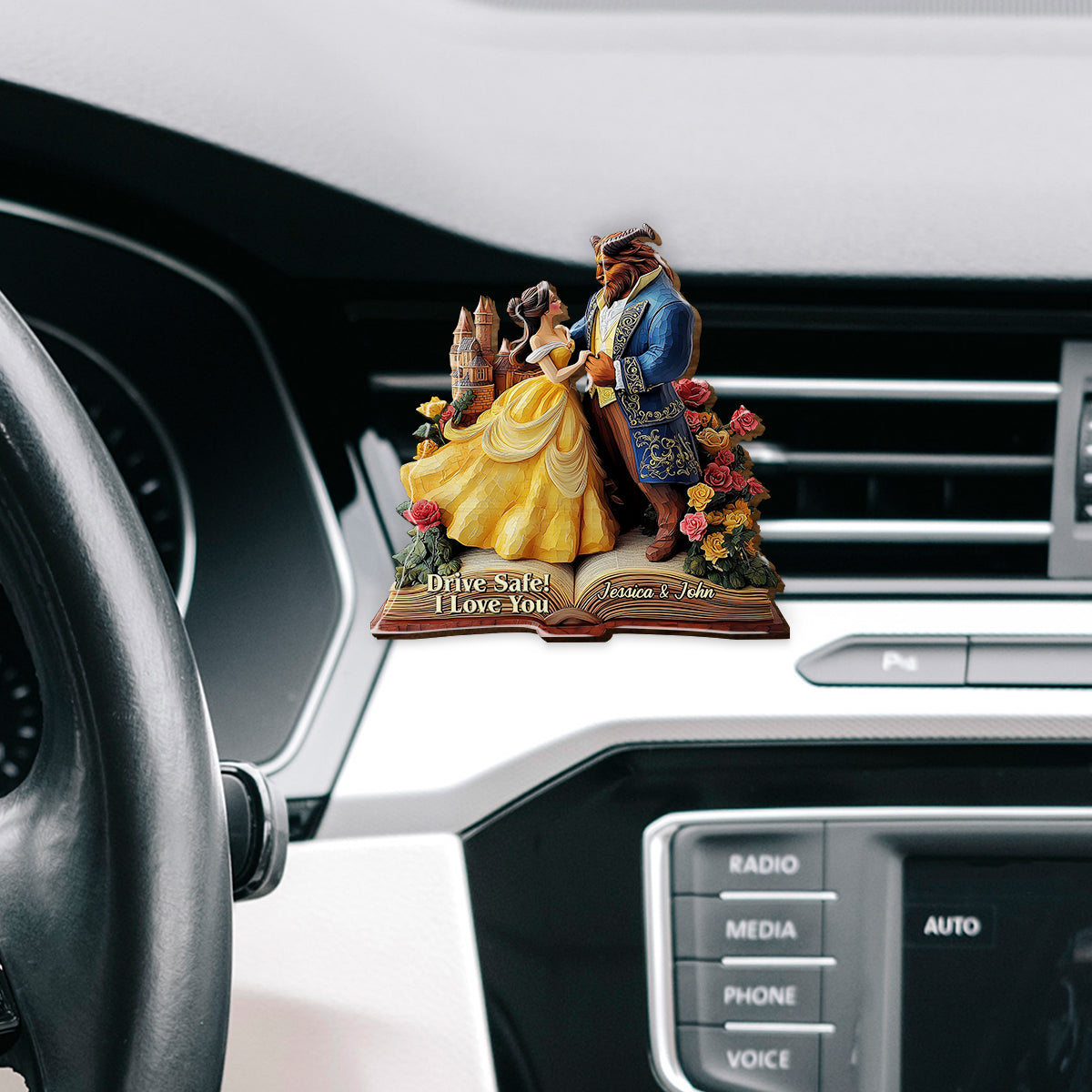 Drive Safe! I Love You - Personalized Couple Shaped Car Visor Clip