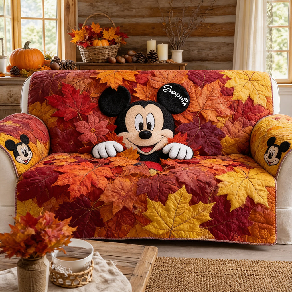 Hello Fall - Personalized Mouse Quilted Sofa/Couch Cover