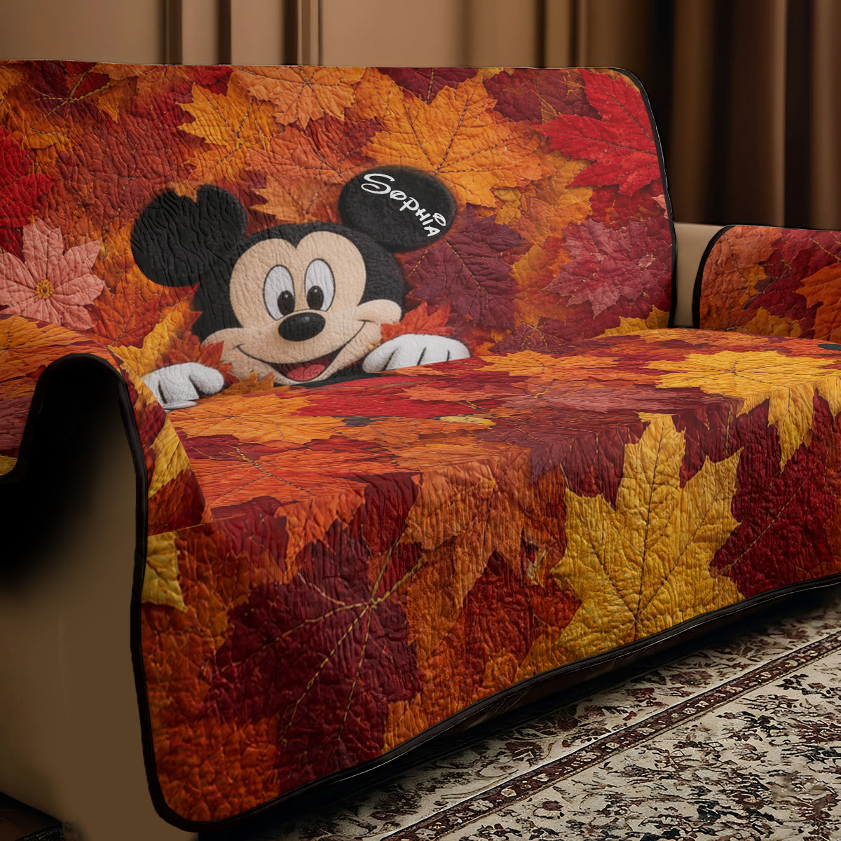 Hello Fall - Personalized Mouse Quilted Sofa/Couch Cover