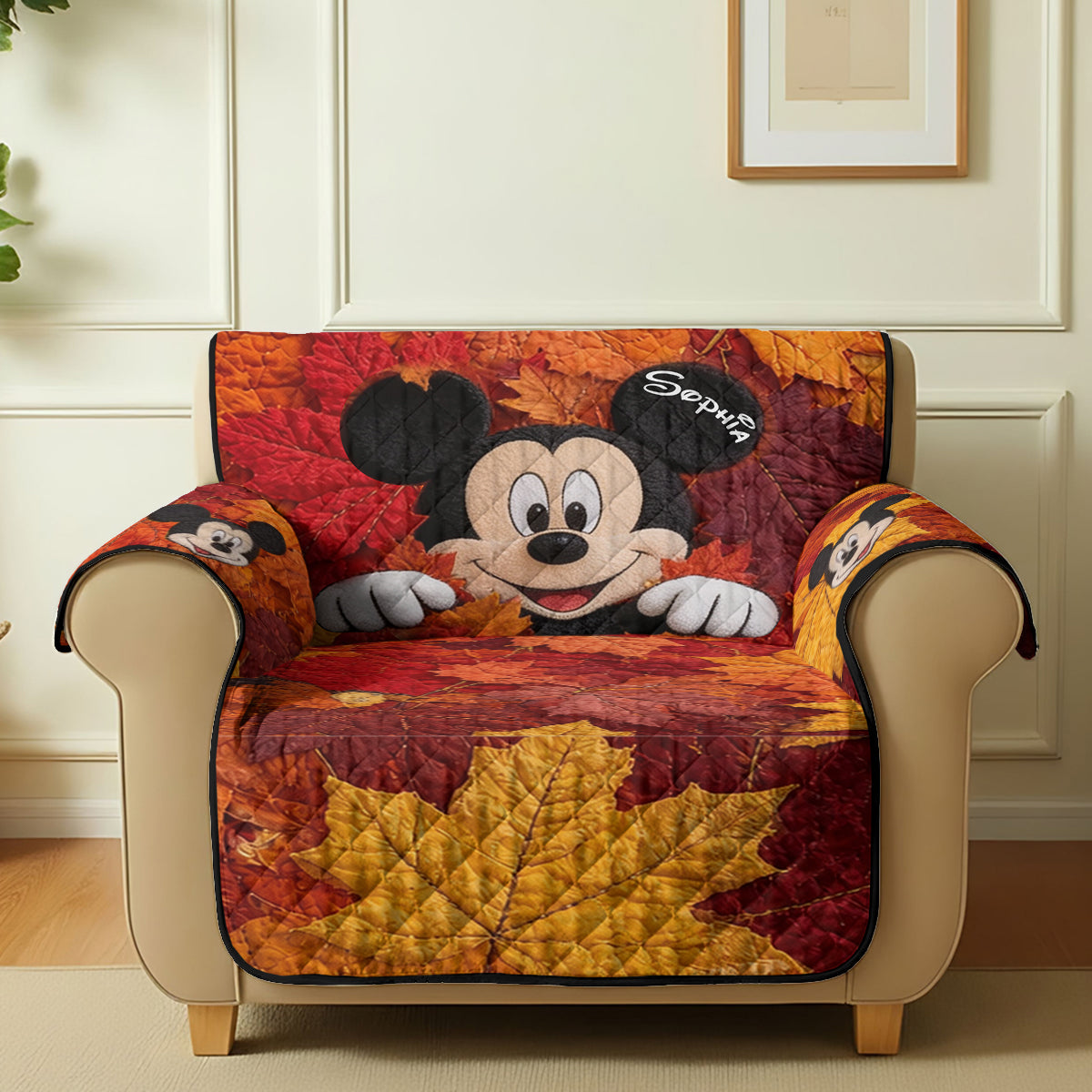 Hello Fall - Personalized Mouse Quilted Sofa/Couch Cover