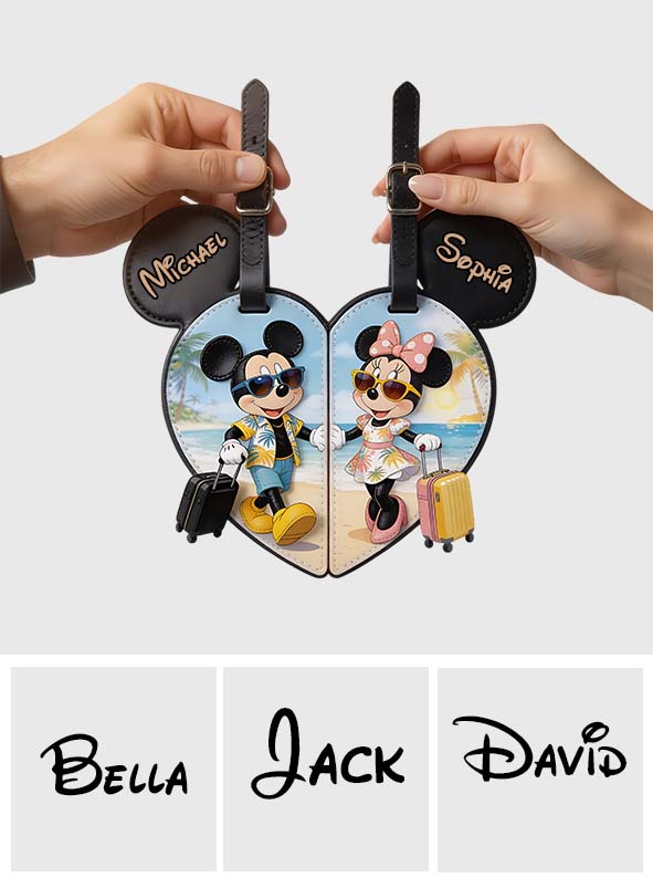 Traveling Mouse Couple - Personalized Mouse Luggage Tag