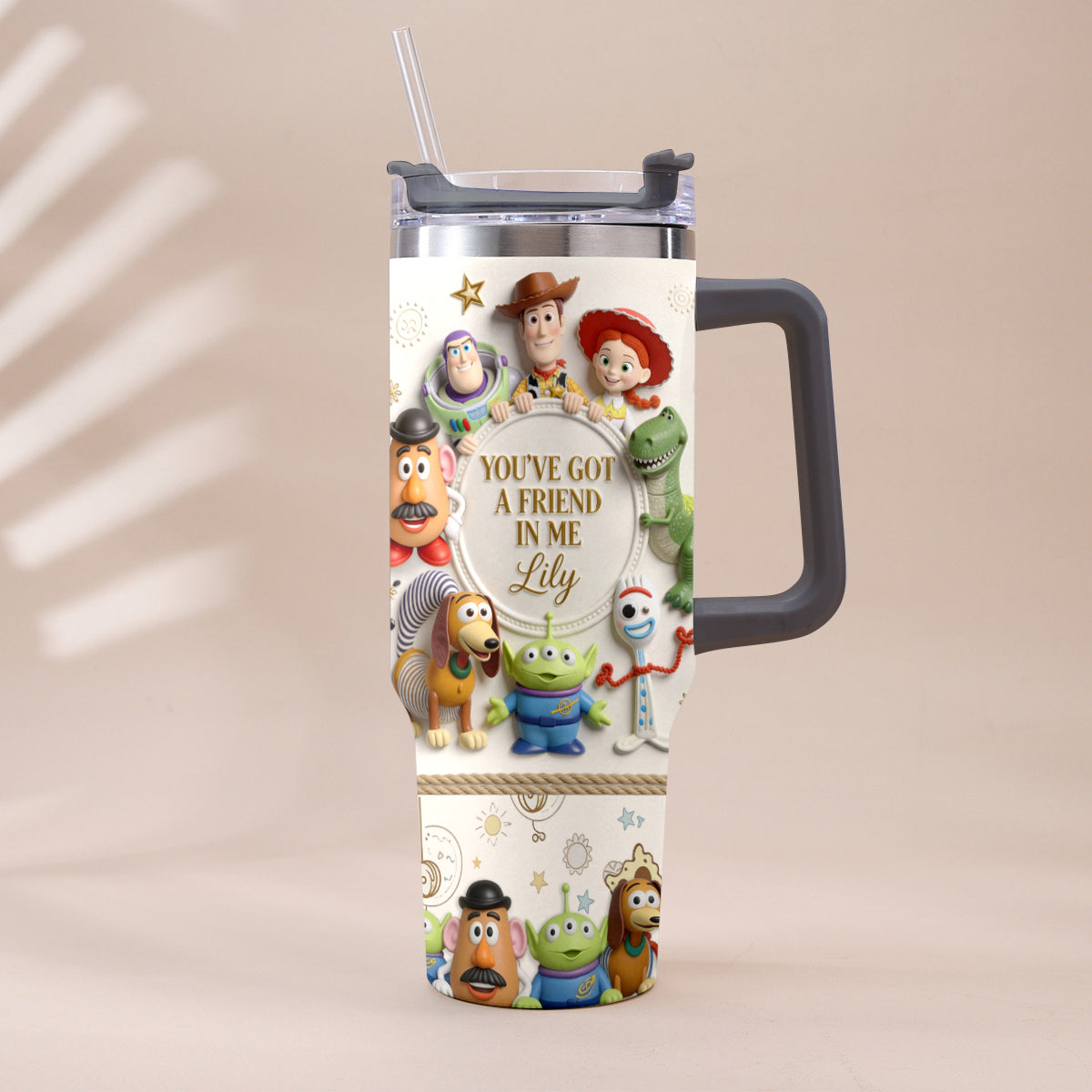 You Got A Friend In Me - Personalized Toy Story Tumbler With Plush Charm