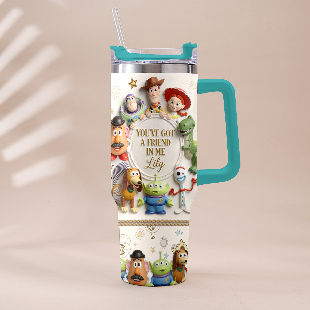 You Got A Friend In Me - Personalized Toy Story Tumbler With Plush Charm