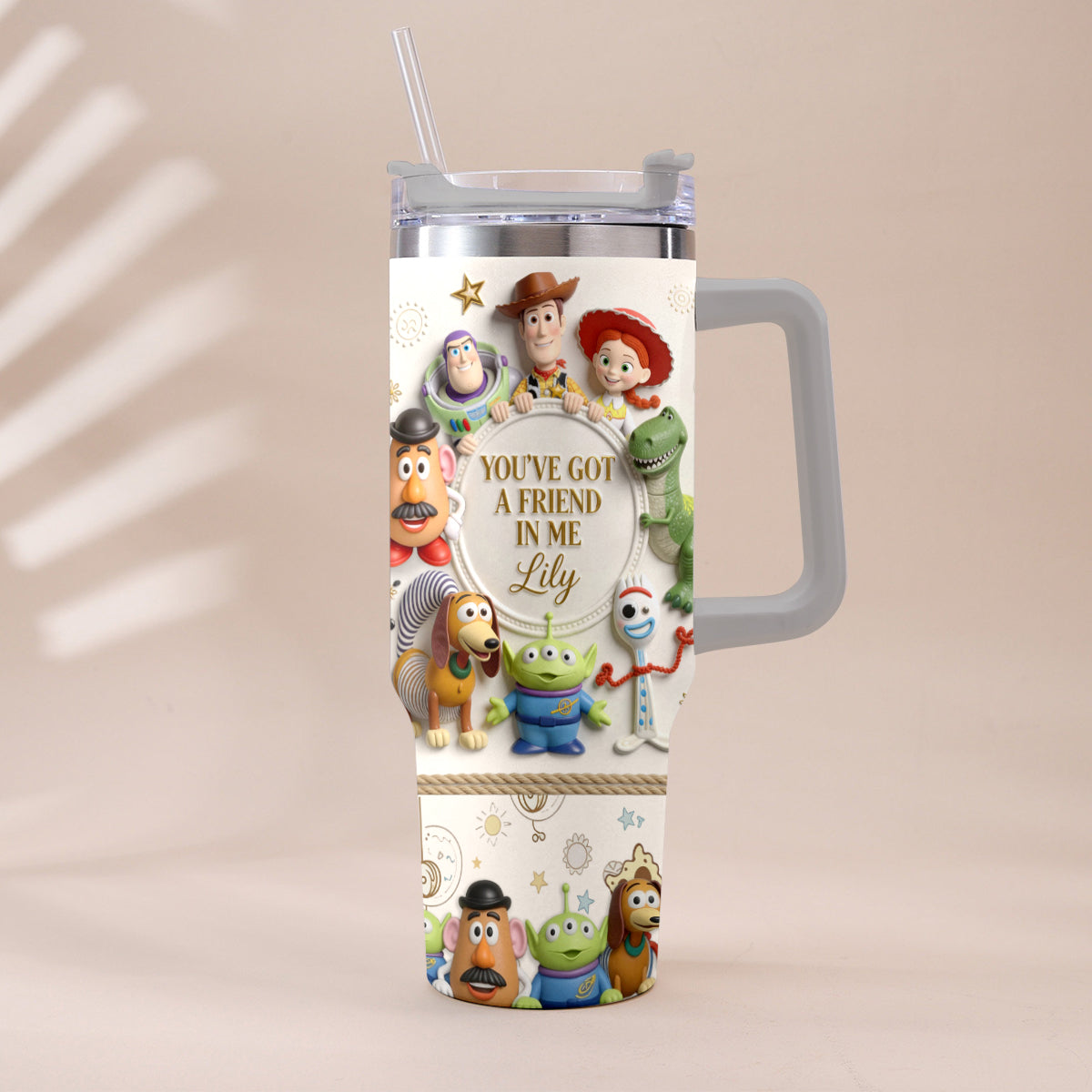 You Got A Friend In Me - Personalized Toy Story Tumbler With Plush Charm