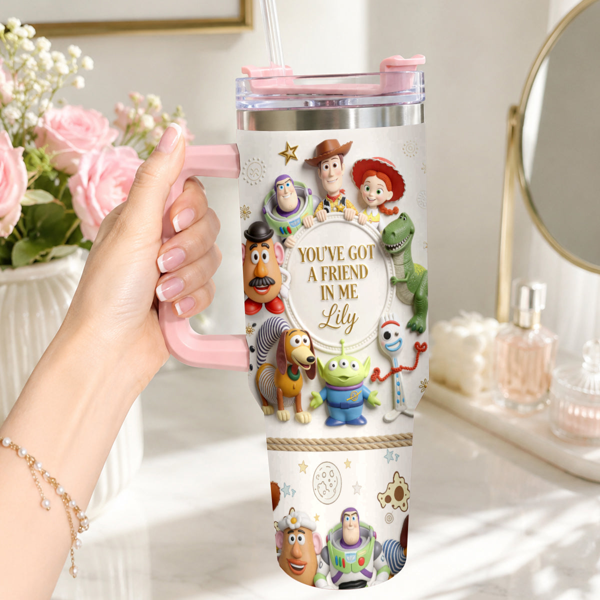 You Got A Friend In Me - Personalized Toy Story Tumbler With Plush Charm