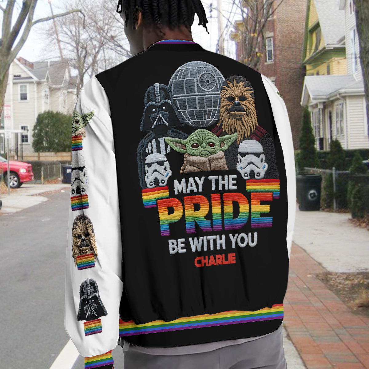 May The Pride Be With You - Personalized LGBT Support Varsity Jacket