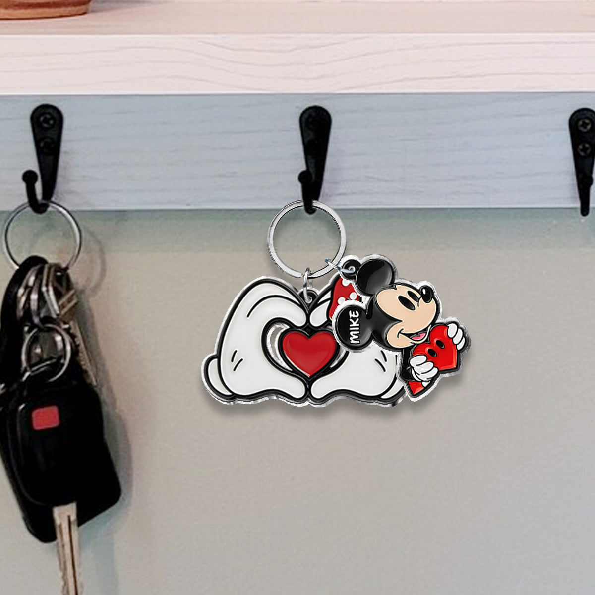 Lovely Couple Mouse Gift - Personalized Mouse Keychain With Charms