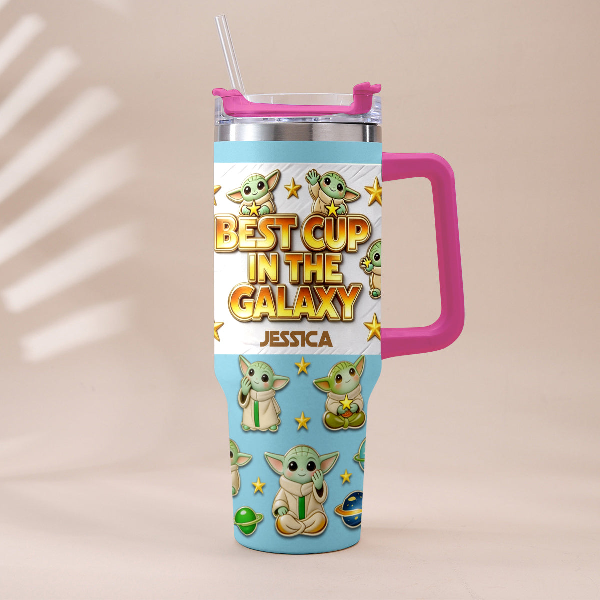 Best Cup In The Galaxy - Personalized The Force Tumbler With Plush Charm