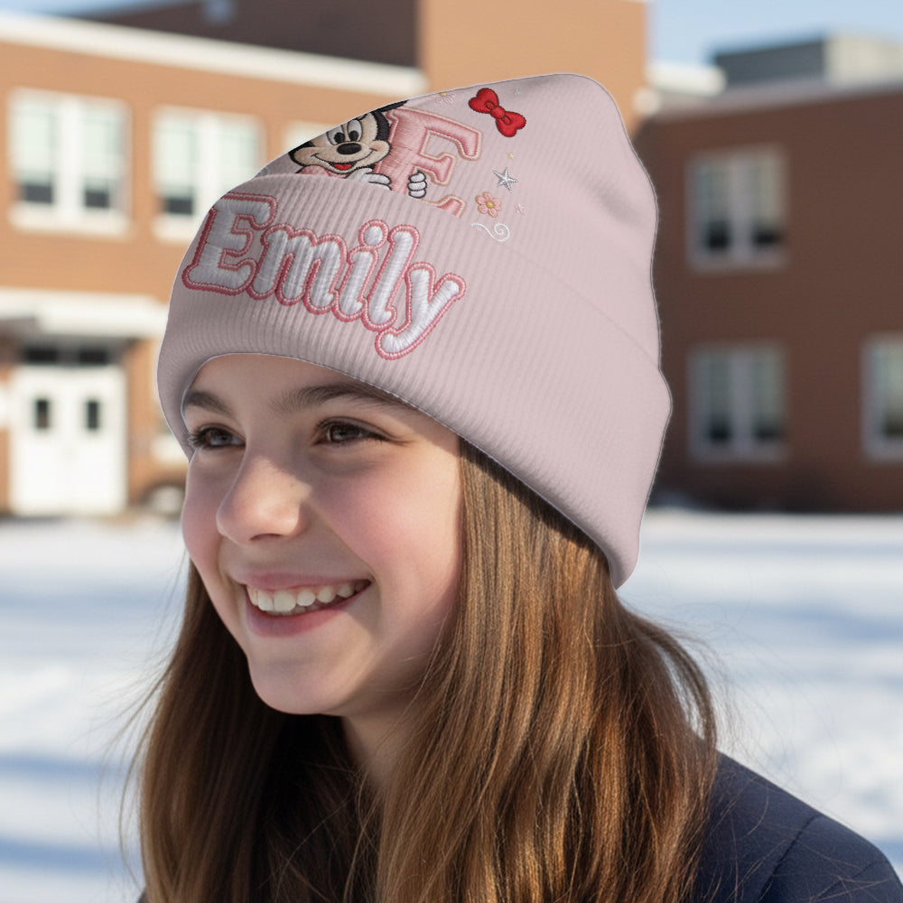 Initial Letter Gift For Kids - Personalized Mouse Beanie Hat