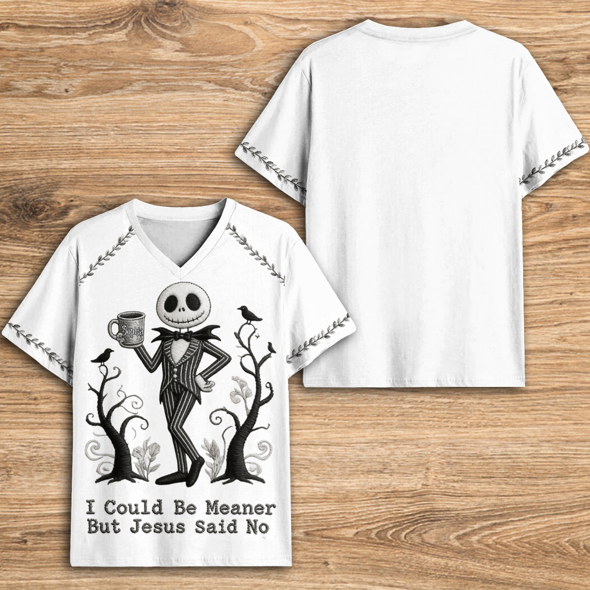 I Could Be Meaner - Personalized Nightmare Fully Printed V-Neck T-Shirt