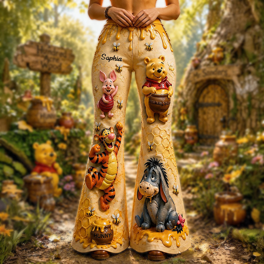 Honey Bear - Personalized Yellow Bear Flare Leggings