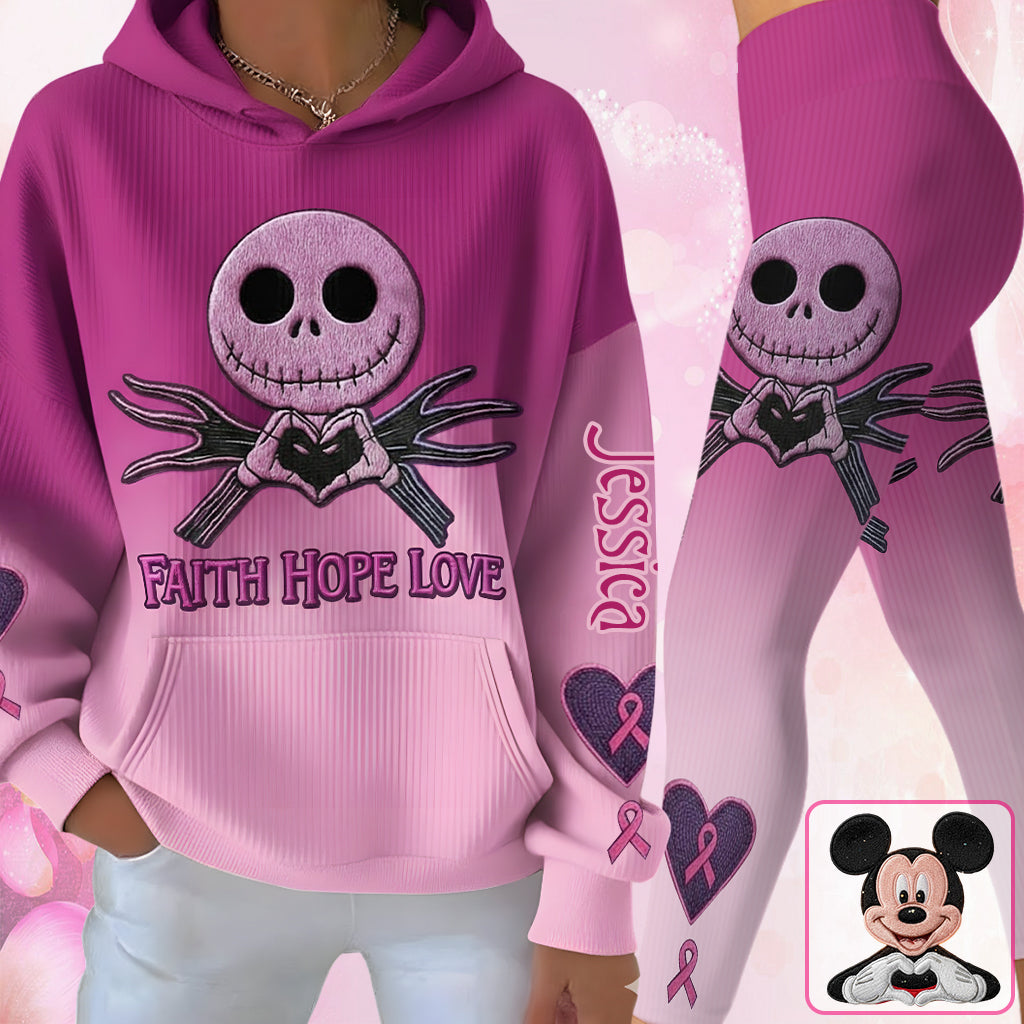 Faith Hope Love - Personalized Breast Cancer Awareness Hoodie and Leggings