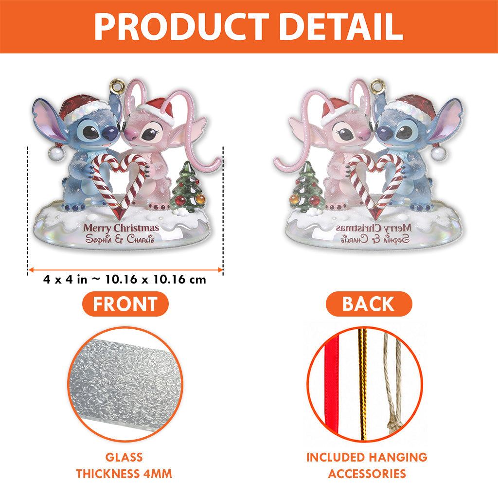 Ohana Xmas - Personalized Ohana Custom Shape Glass Ornament