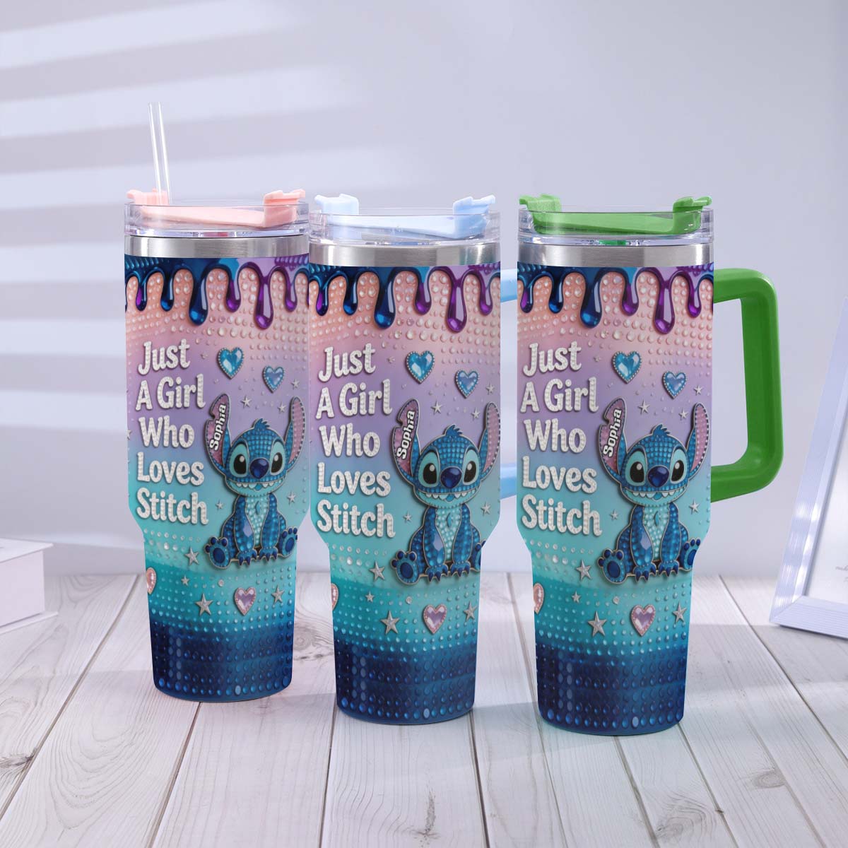 Just A Girl Who Loves Blue Monster - Personalized Ohana Tumbler With Handle