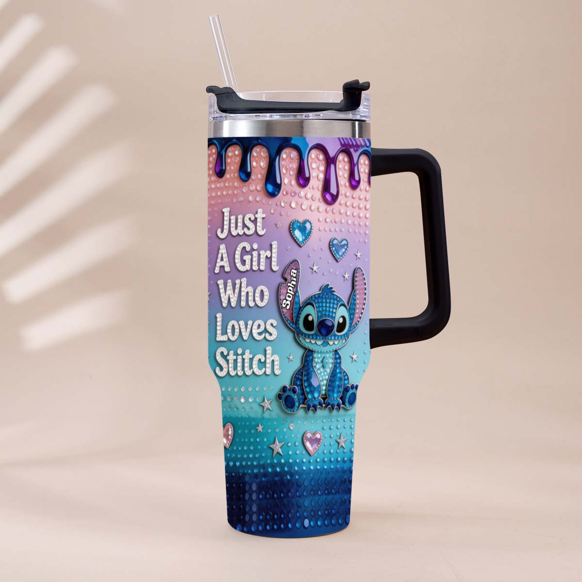 Just A Girl Who Loves Blue Monster - Personalized Ohana Tumbler With Handle