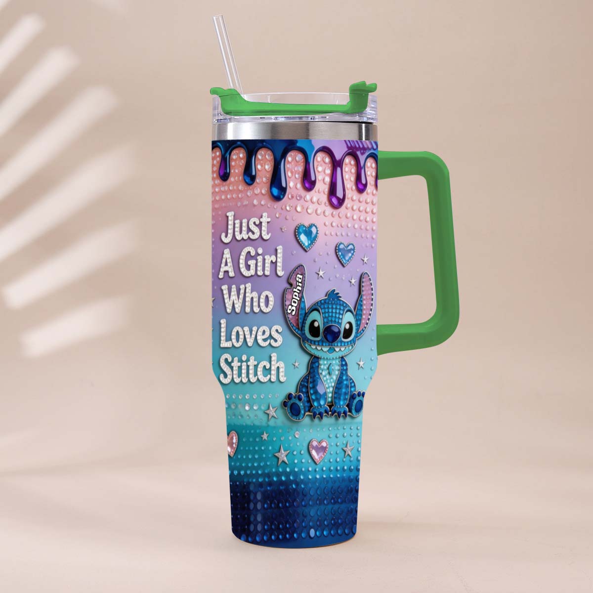 Just A Girl Who Loves Blue Monster - Personalized Ohana Tumbler With Handle