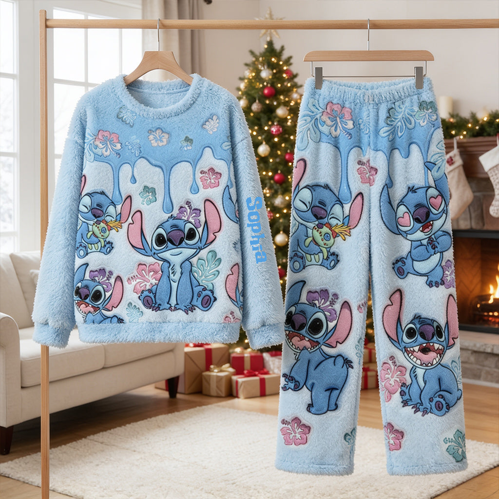 Merry Stitchmas - Personalized Ohana Fleece Lounge Set