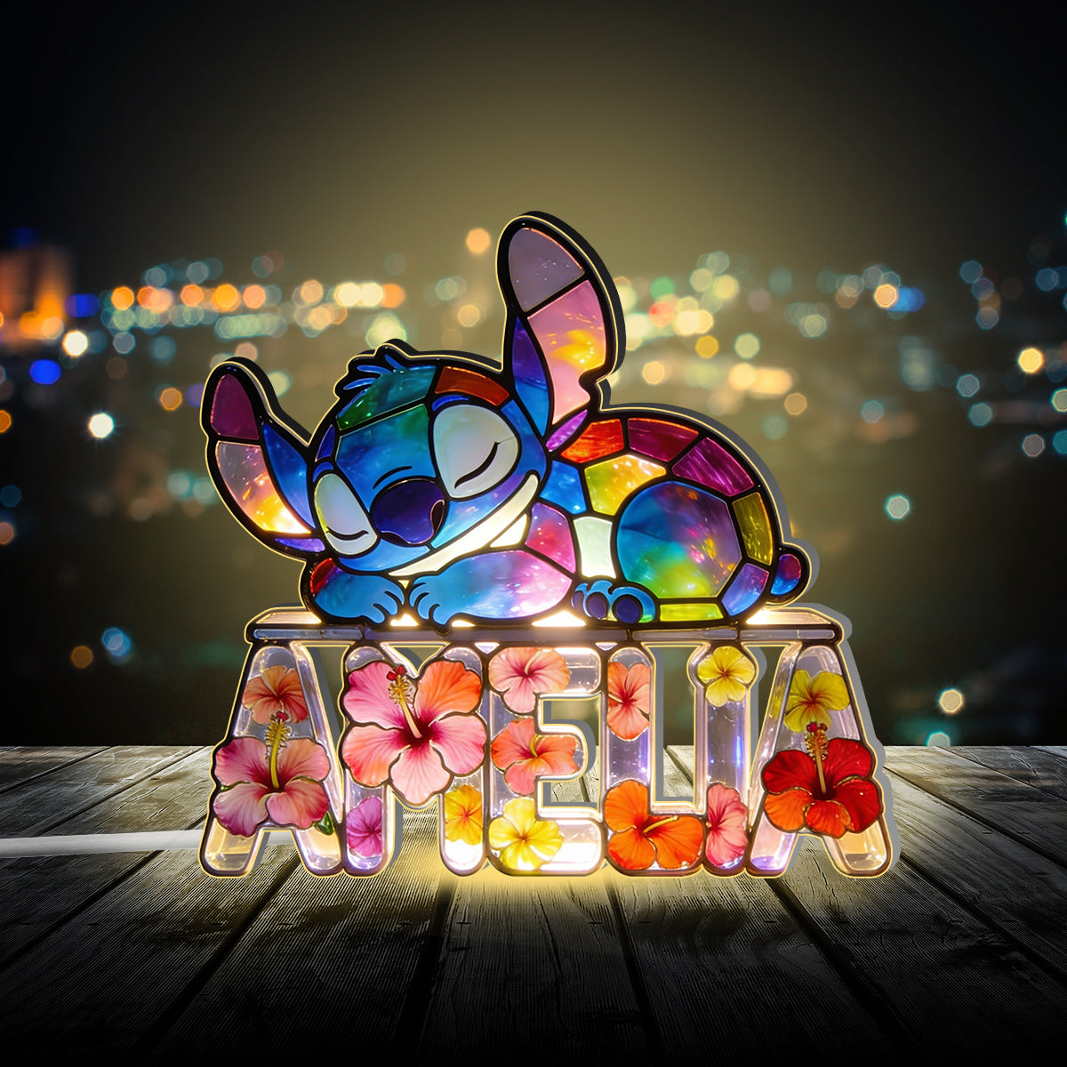 Sleeping Ohana Monster - Personalized Ohana Acrylic LED Night Light