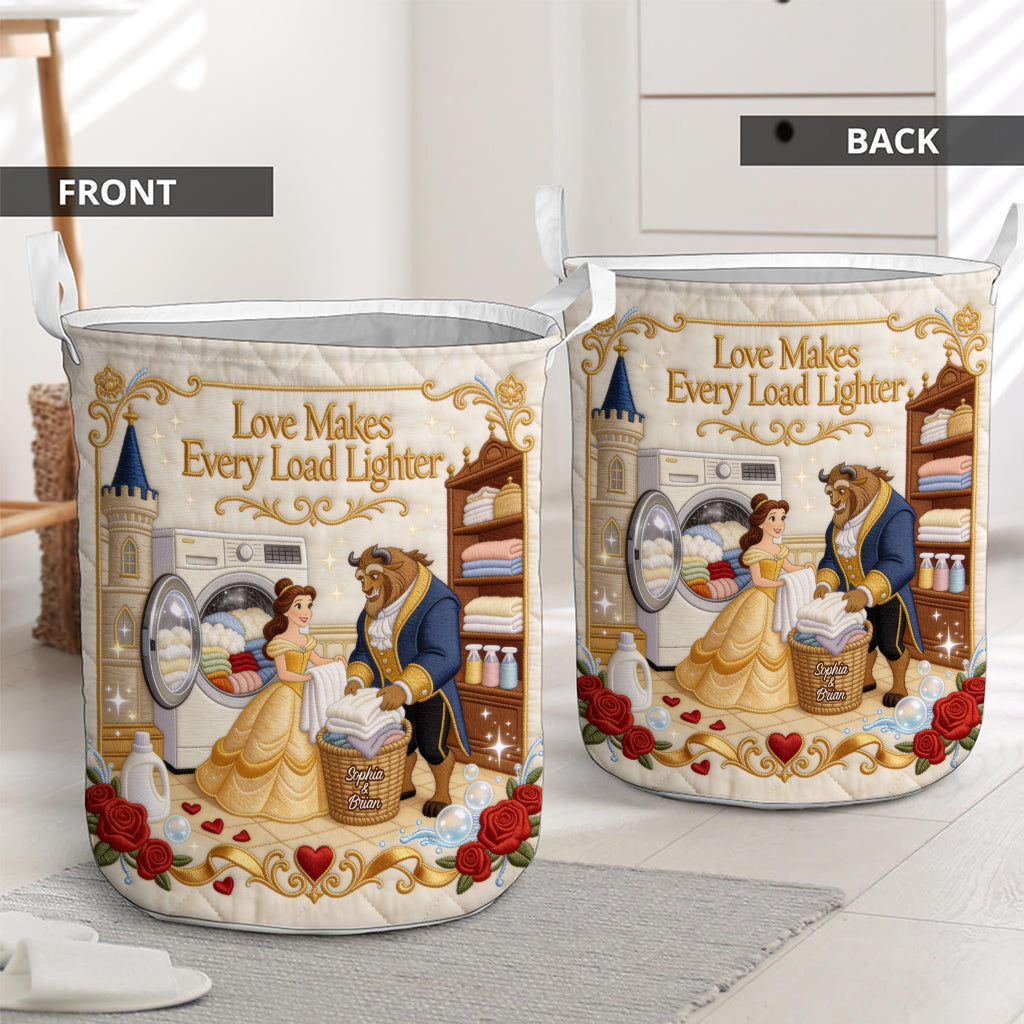 Love Makes Every Load Lighter - Personalized Beauty And The Beast Storage Basket