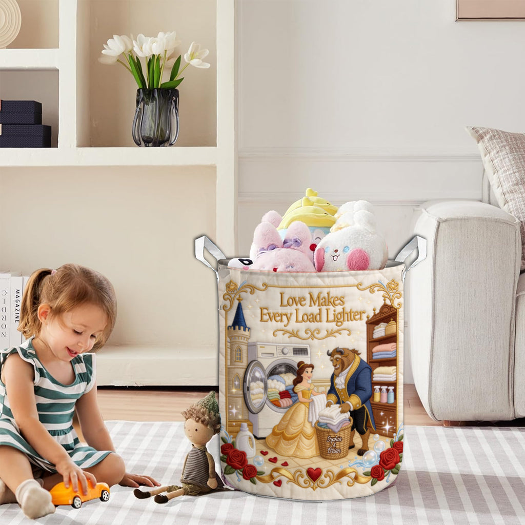 Love Makes Every Load Lighter - Personalized Beauty And The Beast Storage Basket