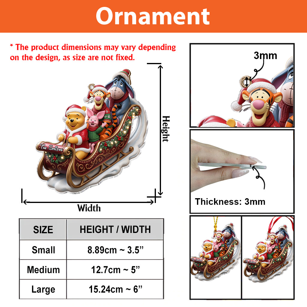 Dashing Through The Snow - Personalized Yellow Bear Premium 3D Ornament
