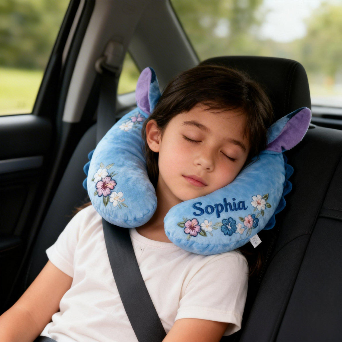 Blue Monster Travel Gift - Personalized Ohana Premium Faux Fur Pillow