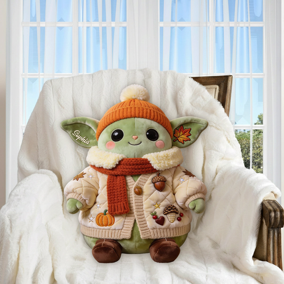 Little Autumn Adventures - Personalized The Force Premium Faux Fur Pillow
