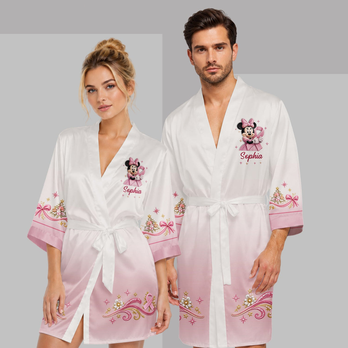 Fight Like A Girl - Personalized Breast Cancer Awareness Satin Robe