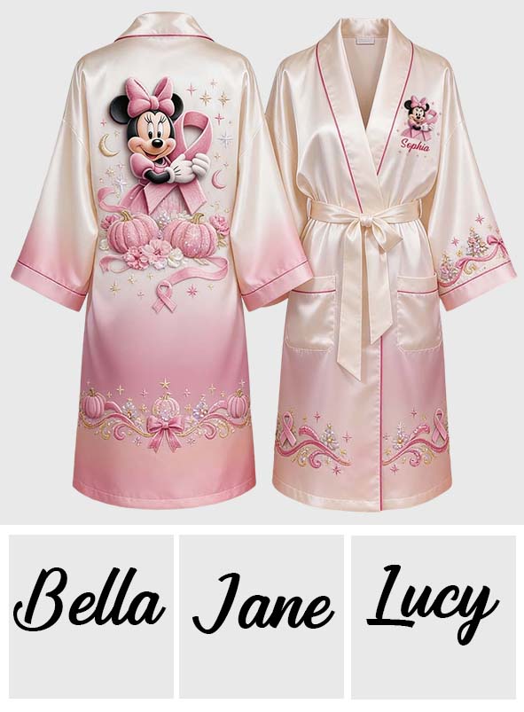 Fight Like A Girl - Personalized Breast Cancer Awareness Satin Robe
