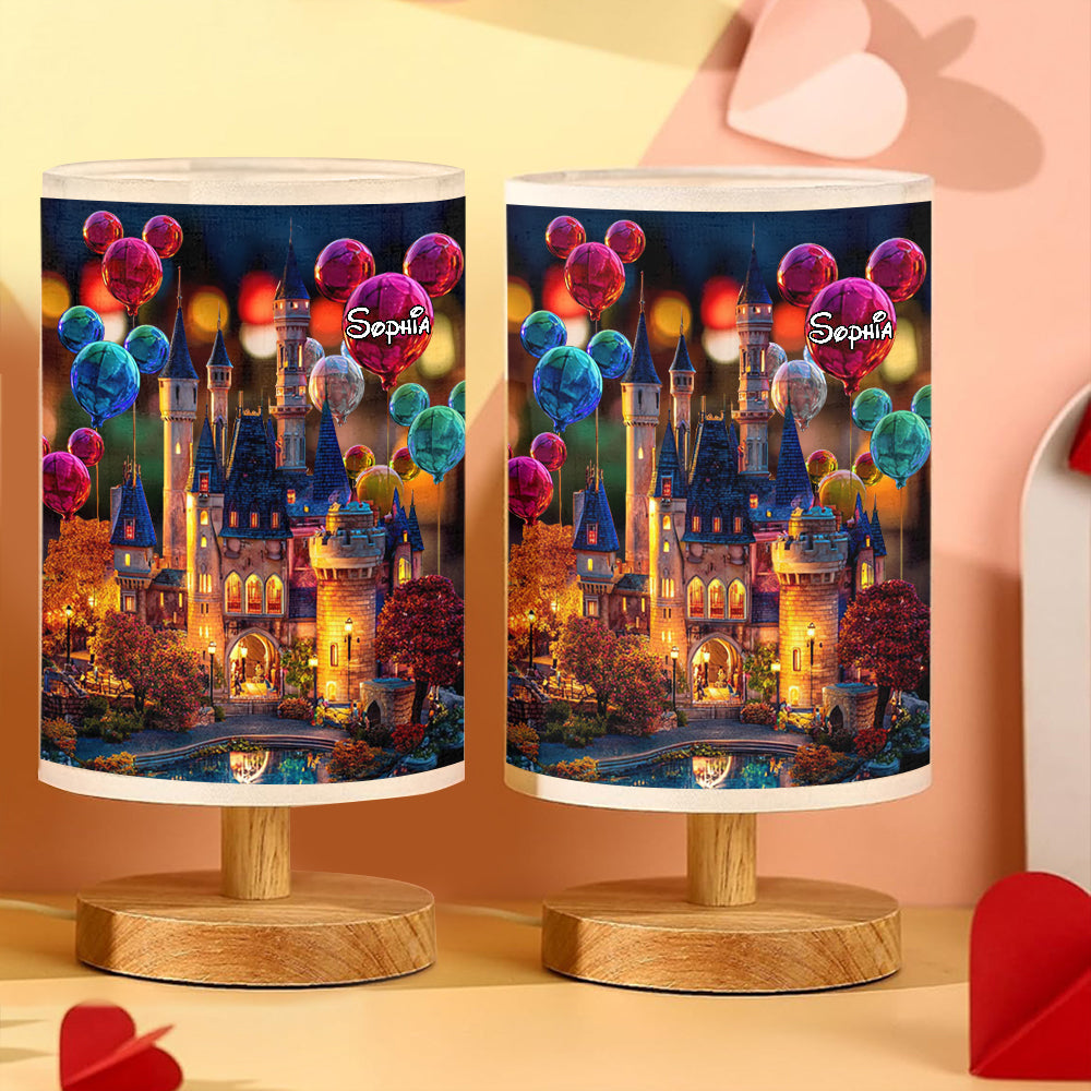 The Magical Castle - Personalized Mouse Table Lamp With Wood Base