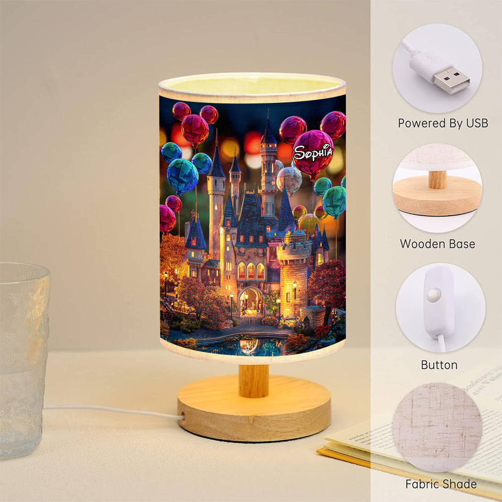 The Magical Castle - Personalized Mouse Table Lamp With Wood Base