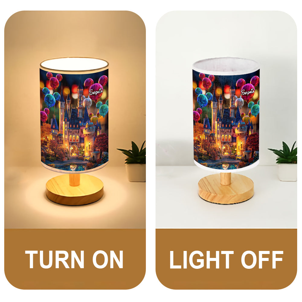 The Magical Castle - Personalized Mouse Table Lamp With Wood Base