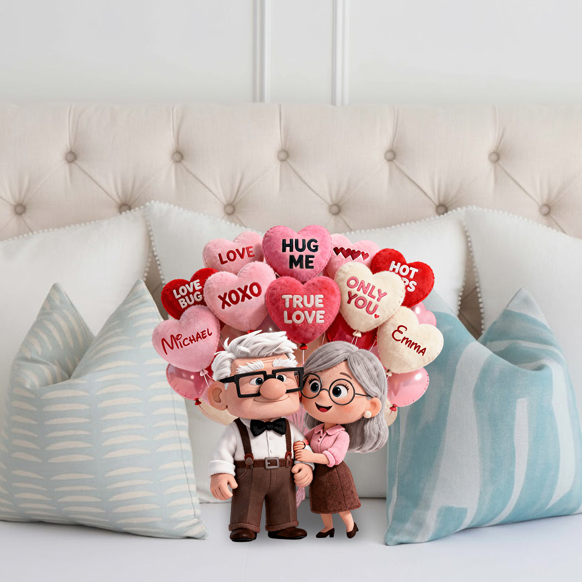 I Love You - Personalized Up Movie Couple Faux Fur Shaped Pillow