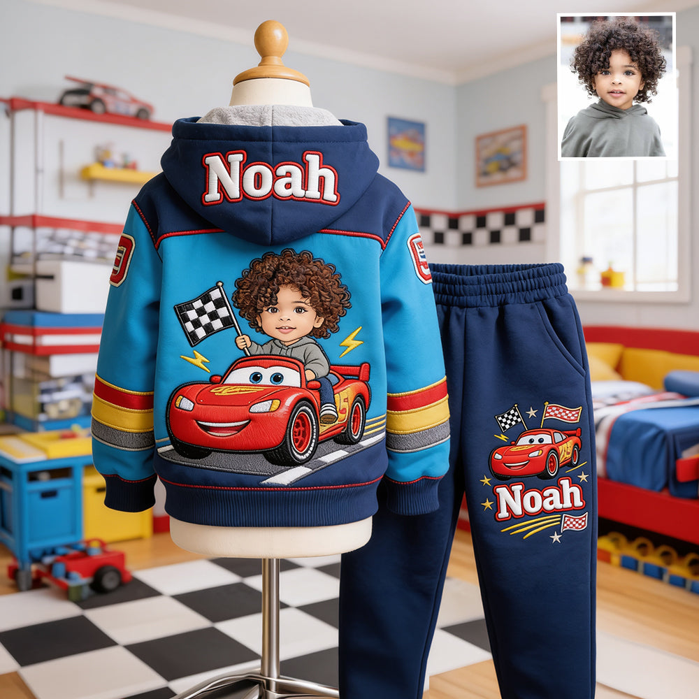 Little Racer - Personalized Racing Lover Kid Hoodie & Kid Jogger Sweatpants