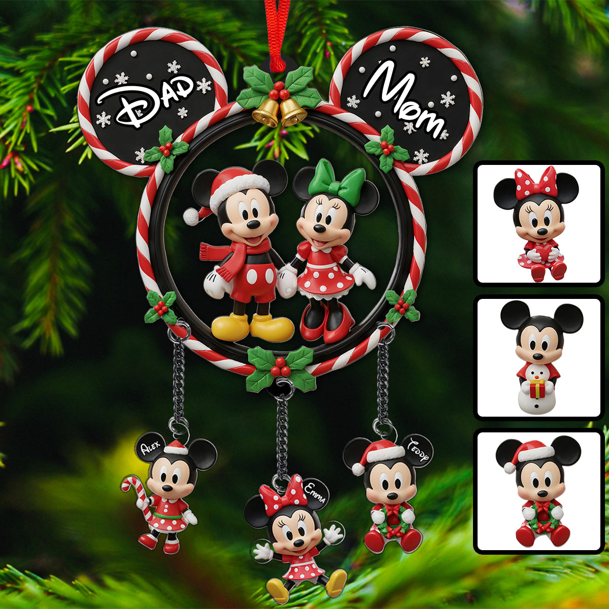 Magical Family - Personalized Mouse Ornament With Charm