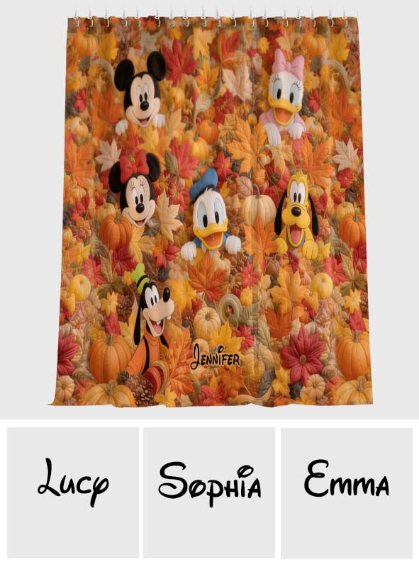 Mouse & Friends Fall Autumn House Decoration - Personalized Mouse Blackout Window Curtain/ Drapes Set