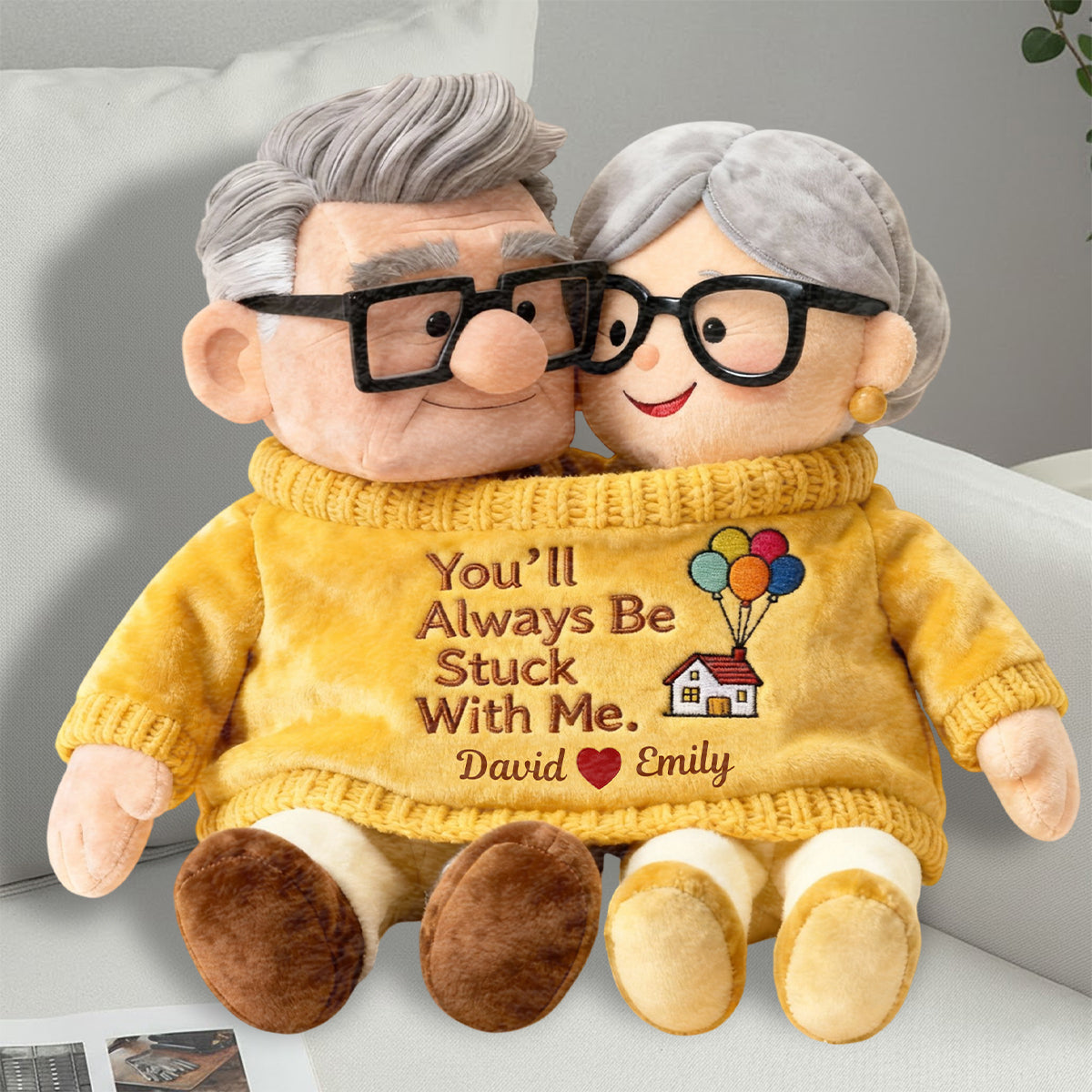 You'll Always Be Stuck With Me - Personalized Couple Faux Fur Shaped Pillow